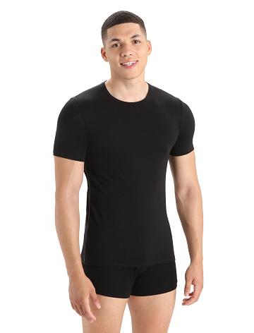 Icebreaker Merino Anatomica Rövid Sleeve Crewe T-Shirt Férfi Fehérnemű Fekete | HU 1303DFMN